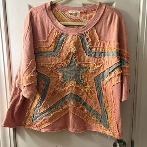 Oli & Hali Pink Star Patchwork Top